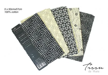 Tissu de Marie Fat Quarter Midnat 50x57cm - 5 kpl